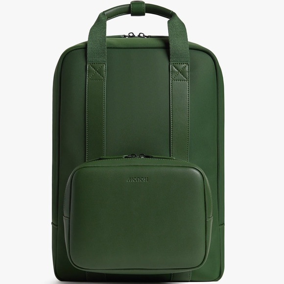 Monos Metro Backpack Juniper Green 18L Nylon Vegan Leather Travel w/ Metro Kit - Picture 1 of 15